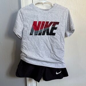 Nike Heather Gray Tee and Black Shorts Set